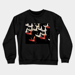 FLYING RED WHITE CRANES IN BLACK Japanese Pattern Crewneck Sweatshirt